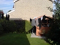 A makeshift washing line