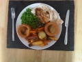 Sunday lunch with roasted sweet potatoes